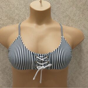Xhilaration Black and White Striped Bikini Top